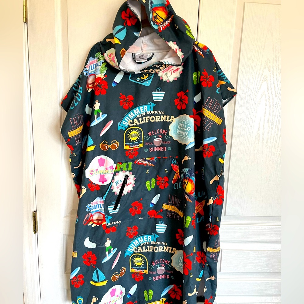 Beach Cover Up poncho kaftan size large unisex - microfiber quick drying NEW